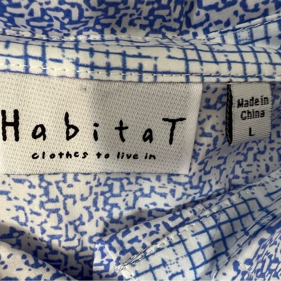 Habitat Clothes To Live In Large Tunic Top White Blue Button Down Shirt NEW 15 - Picture 2 of 4